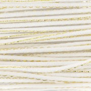Cordon queue de rat nylon 1.8 mm avec fil métalissé - Blanc - Doré x2.9m