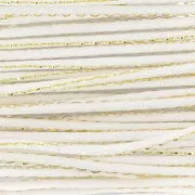 Cordon queue de rat nylon 1.8 mm avec fil métalissé - Blanc - Doré x3m
