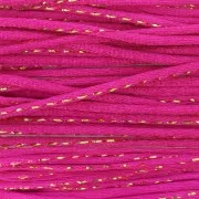 Cordon queue de rat nylon 1.8 mm avec fil métalissé - Fuchsia - Doré x3m