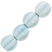 Perles citrouille en céramique 12 mm - Bleu clair irisé x10