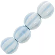 Perles citrouille en céramique 13 mm - Bleu clair irisé x10