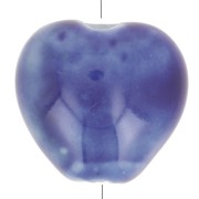 Perles coeur 15x15 mm en céramique - Bleu foncé marbré x5|raw }}