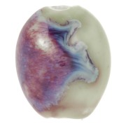 Perles olive 21x18 mm en céramique - Vert sauge - Marbré violet x4