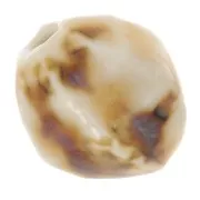 Perles ovale strié 16x14 mm en céramique - Beige - Marbré marrron x5