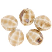 Perles ovale strié 16x14 mm en céramique - Beige - Marbré marrron x5
