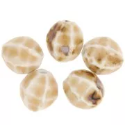 Perles ovale strié 16x14 mm en céramique - Beige - Marbré marrron x5