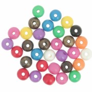 Assortiment de perles rondes aplatie 8.5x7 mm en os teinté - Multicolore x35g|raw }}