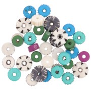 Assortiment de perles rondelles en os gravé et uni - Multicolore x44g|raw }}