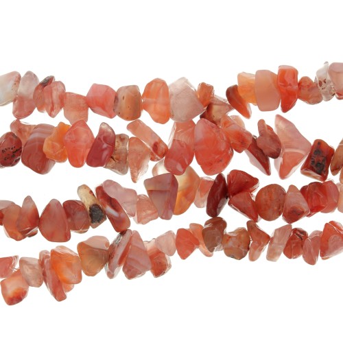 Perles chips 8 - 11 mm en pierre gemme  - Agate rouge x80cm