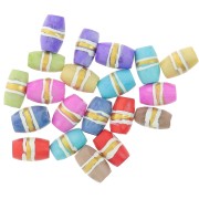 Assortiment de perles olives 12x8 mm en os teinté - Multicolore - Doré x20|raw }}