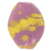 Perle torsadée 28x21.5 mm en céramique - Rose - Tacheté jaune x1