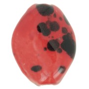 Perle torsadée 28x21.5 mm en céramique - Rouge - Tacheté noir x1