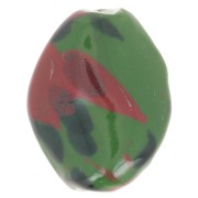 Perle torsadée 28x21.5 mm en céramique - Vert - Marbré rouge et noir x1|raw }}