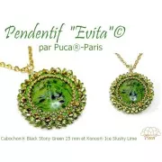 Cabochon rond en verre par Puca® 25 mm - Black Stony Emerald x1