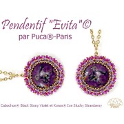 Cabochon rond en verre par Puca® 25 mm - Black Stony Pink x1