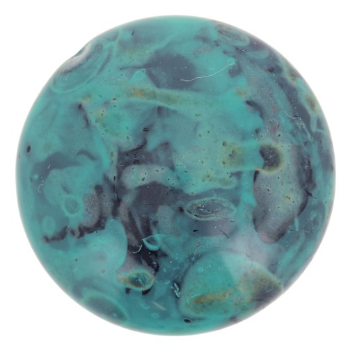 Cabochon rond en verre par Puca® 18 mm - Black Stony Emerald x1