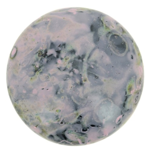 Cabochon rond en verre par Puca® 18 mm - Black Stony Pink x1