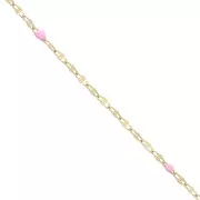 Chaîne maille Fantaisie et résine époxy 1.5 mm - Acier inox 304 Doré - Rose x1m