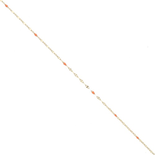 Chaîne maille Fantaisie et résine époxy 1.5mm - Acier inox 304 Doré - Orange x1m