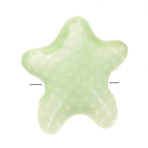 Perles étoile de mer 12x11 mm en céramique - Vert pâle irisé x5