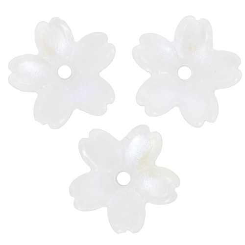 Coupelles fleur 11 mm en verre - Blanc effet nacré x10