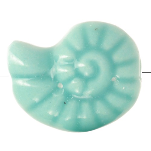 Perles coquillage 15x12 mm en céramique - Turquoise x5
