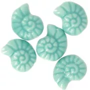 Perles coquillage 15x12 mm en céramique - Turquoise x5