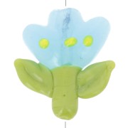 Perle fleur 21.5x20 mm en verre - Bleu - Vert x1|raw }}
