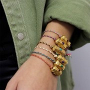 Cordon en coton tressé et fil métallisé 1.5 mm - Veraman - Sable - Doré x1m