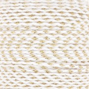 Cordon en coton tressé et fil métallisé 1.5 mm - Blanc - Doré x1m|raw }}