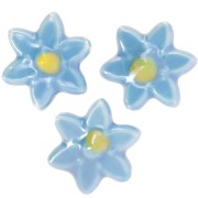 Perle fleur 17x16 mm en céramique - Bleu - Jaune irisé x4