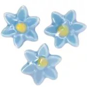Perle fleur 17x16 mm en céramique - Bleu - Jaune irisé x4