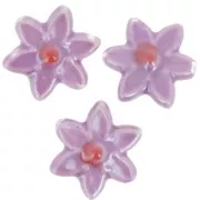 Perle fleur 17x16 mm en céramique - Violet - Rouge irisé x4