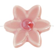 Perle fleur 17x16 mm en céramique - Rose - Rouge irisé x4|raw }}