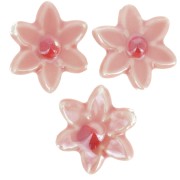 Perle fleur 17x16 mm en céramique - Rose - Rouge irisé x4