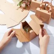 Boite sac à main à monter soi-même avec ruban pour bijoux 10x12cm - Kraft x1