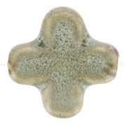 Perle croix 21 mm en céramique - Cyan clair marbré x5