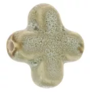 Perle croix 21 mm en céramique - Cyan clair marbré x5