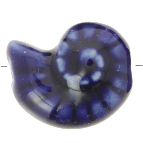 Perle coquillage 20x16 mm en céramique - Bleu foncé x1