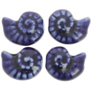 Perle coquillage 20x16 mm en céramique - Bleu foncé x1