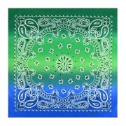 Bandana 100% coton - motif Cachemire - Tie and Dye - Vert foncé - Vert - Bleu x1