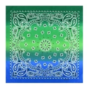 Bandana 100% coton - motif Cachemire - Tie and Dye - Vert foncé - Vert - Bleu x1