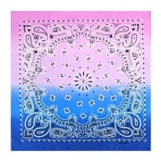 Bandana 100% coton - motif Cachemire - Tie and Dye - Magenta - Lilas - Bleu x1