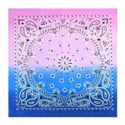 Bandana 100% coton - motif Cachemire - Tie and Dye - Magenta - Lilas - Bleu x1