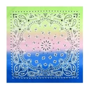 Bandana 100% coton - motif Cachemire - Tie and Dye - Vert clair - Rose - Bleu x1