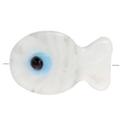 Perle poisson en verre 20x13 mm - Transparent - Blanc x1|raw }}