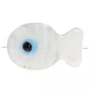 Perle poisson en verre 20x13 mm - Transparent - Blanc x1
