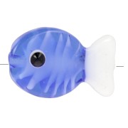 Perle poisson en verre 20x13 mm - Bleu roi - Blanc x1|raw }}