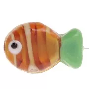 Perle poisson en verre 20x13 mm - Marron - Vert clair x1