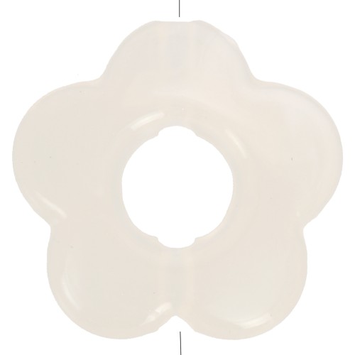 Perles fleur en résine translucide 14 mm - Marbré Beige - Blanc x4